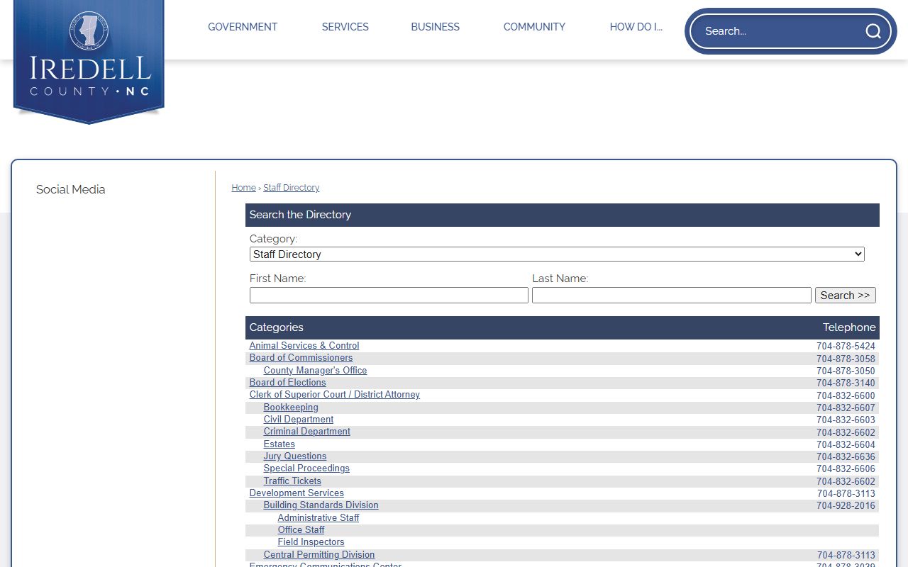 Statesville phone directory Iredell County staff directory