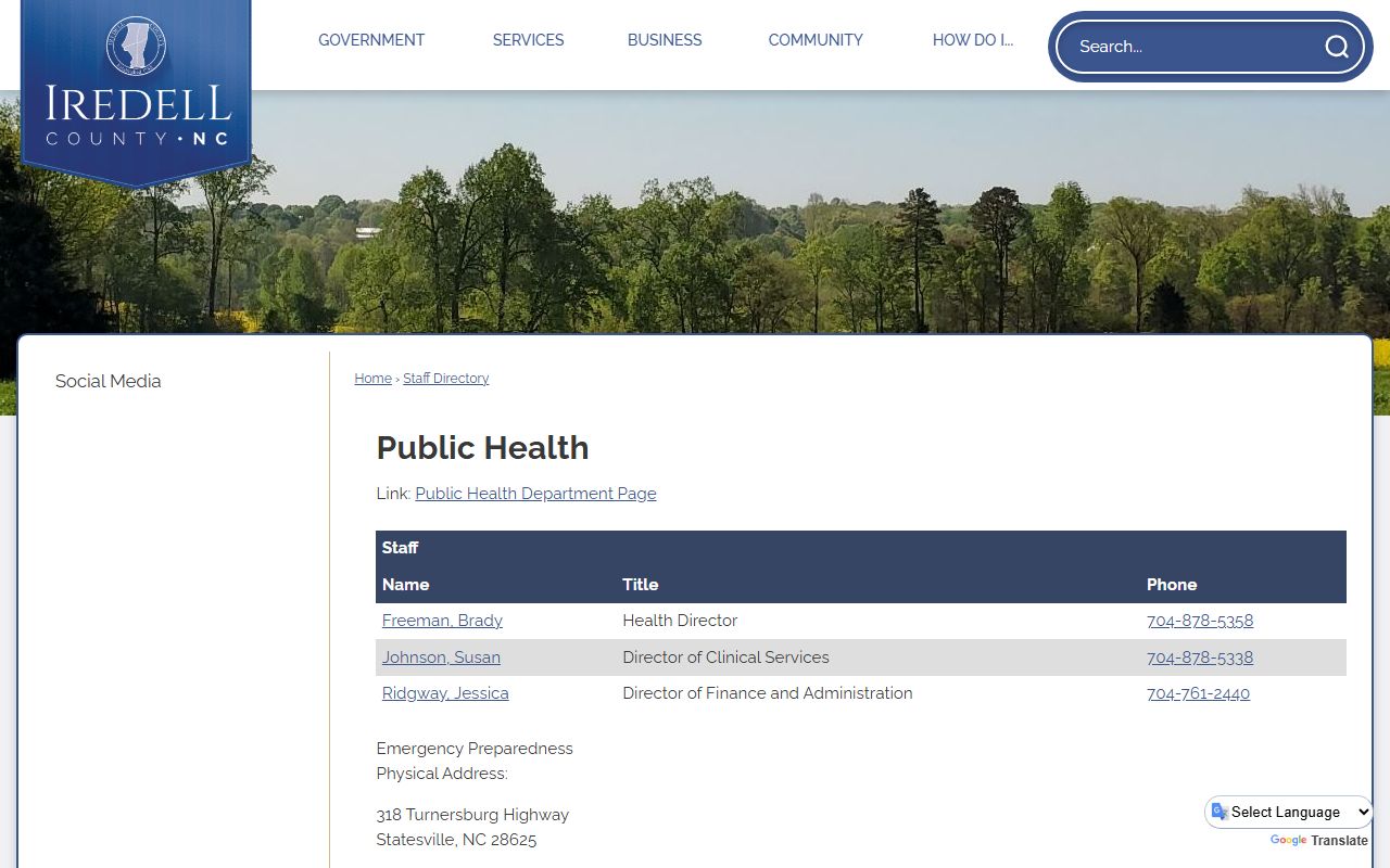 Statesville phone directory Iredell Public Health directory