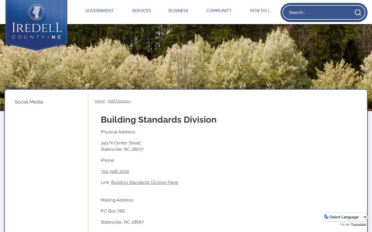 Statesville phone directory Iredell Building Standards directory