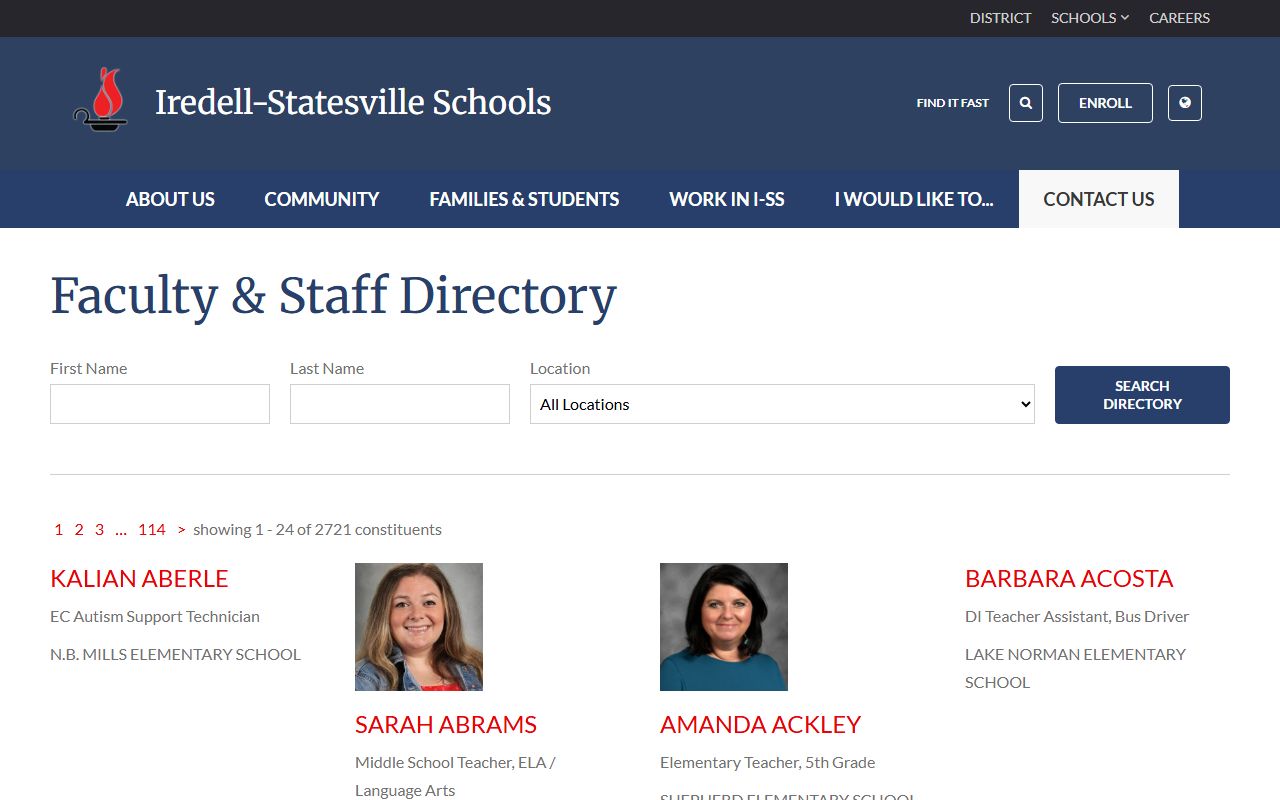 Statesville phone directory Iredell-Statesville Schools staff directory