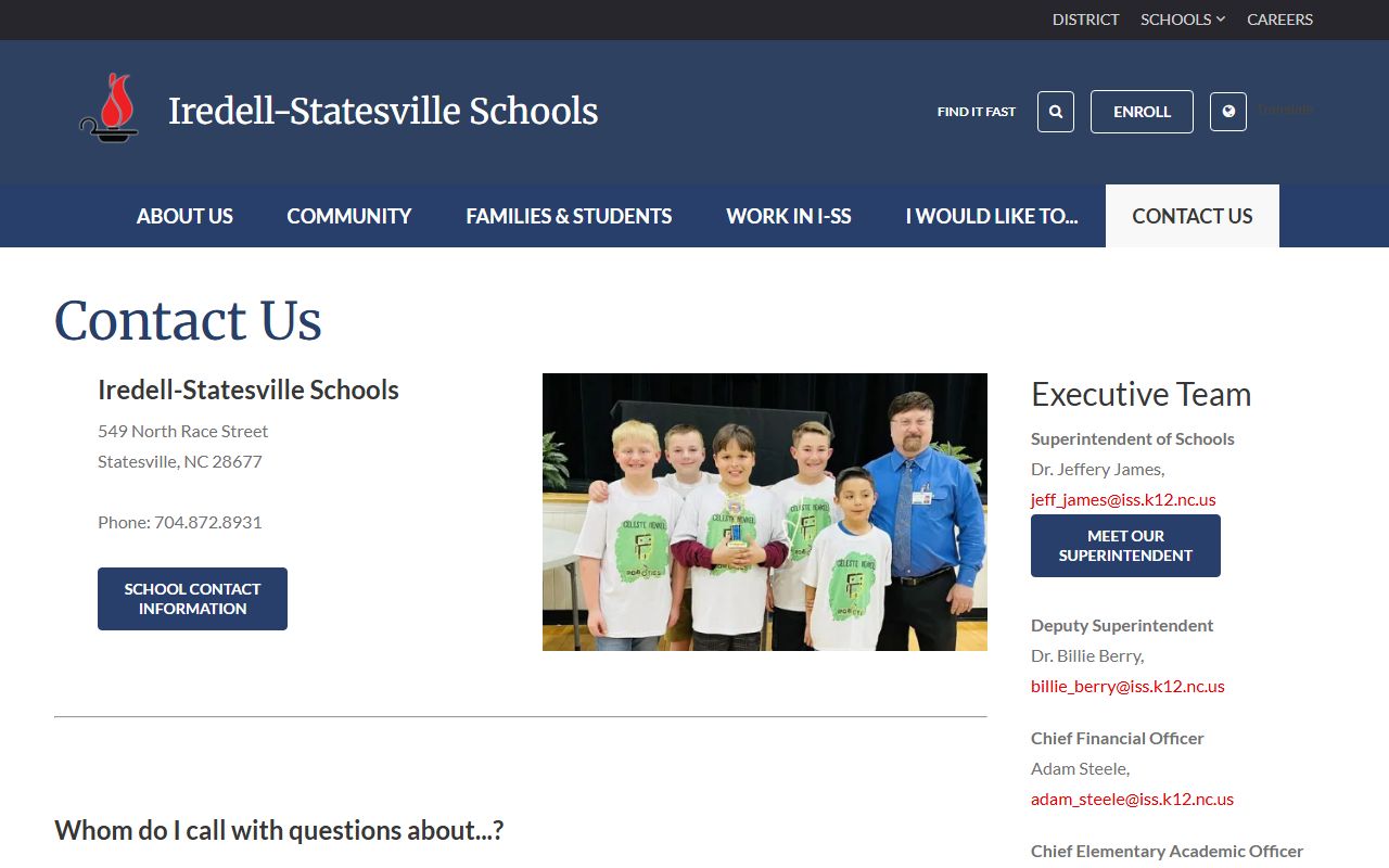 Statesville phone directory school topic contact list