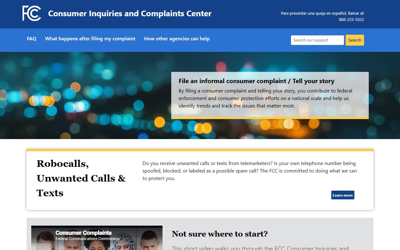 Statesville phone numbers FCC Consumer Complaint Center